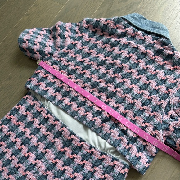 Sandro Amadora Dress Pink Blue Denim Trim Houndstooth Tweed Mini FR 36 US 4 - Picture 15 of 15